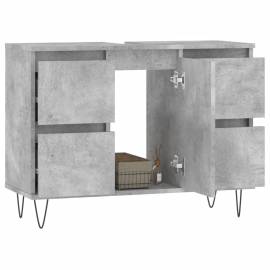 Dulap pentru baie, gri beton, 80x33x60 cm, lemn compozit, 3 image