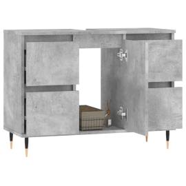 Dulap pentru baie, gri beton, 80x33x60 cm, lemn compozit, 3 image