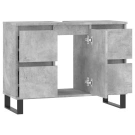 Dulap pentru baie, gri beton, 80x33x60 cm, lemn compozit, 4 image