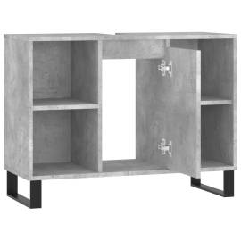 Dulap pentru baie, gri beton, 80x33x60 cm, lemn compozit, 5 image