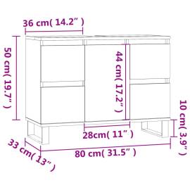 Dulap pentru baie, gri sonoma, 80x33x60 cm, lemn compozit, 11 image