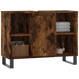 Dulap pentru baie, stejar fumuriu, 80x33x60 cm, lemn compozit, 3 image