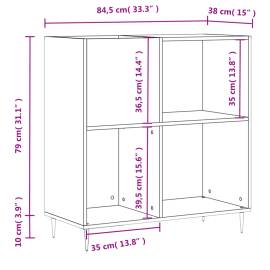 Dulap pentru discuri, alb, 84,5x38x89 cm, lemn compozit, 10 image