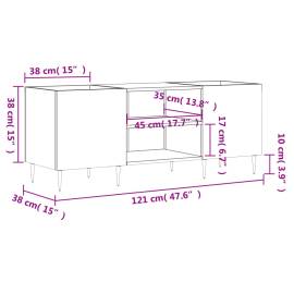 Dulap pentru discuri gri beton, 121x38x48 cm, lemn prelucrat, 9 image