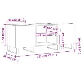 Dulap pentru discuri gri beton, 121x38x48 cm, lemn prelucrat, 9 image