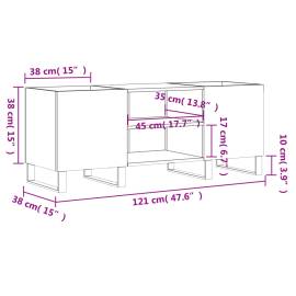 Dulapuri pentru discuri alb lucios 121x38x48 cm, lemn prelucrat, 9 image