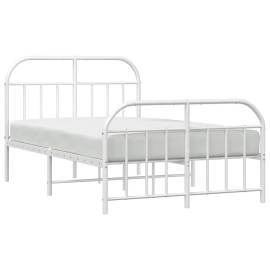 Cadru de pat metalic cu tăblie, alb, 120x200 cm, 4 image