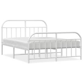 Cadru de pat metalic cu tăblie, alb, 140x200 cm, 2 image