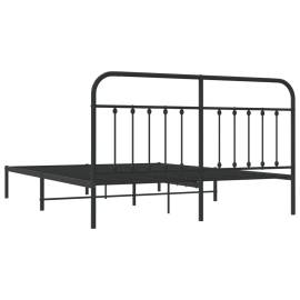 Cadru de pat metalic cu tăblie, negru, 183x213 cm, 8 image
