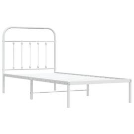 Cadru pat metalic cu tăblie, alb, 90x200 cm, 5 image