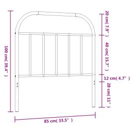 Tăblie de pat metalică, alb, 80 cm, 7 image