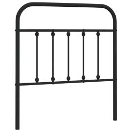 Tăblie de pat metalică, negru, 80 cm, 2 image