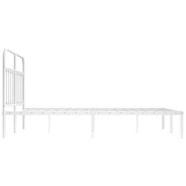 Cadru de pat metalic cu tăblie, alb, 135x190 cm, 7 image
