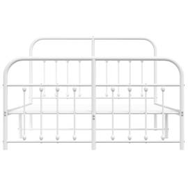 Cadru de pat metalic cu tăblie, alb, 140x200 cm, 6 image