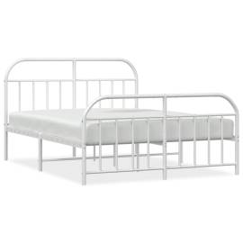 Cadru de pat metalic cu tăblie, alb, 150x200 cm, 2 image