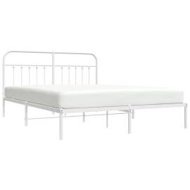 Cadru de pat metalic cu tăblie, alb, 160x200 cm, 3 image