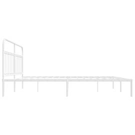 Cadru de pat metalic cu tăblie, alb, 200x200 cm, 7 image