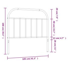 Tăblie de pat metalică, alb, 100 cm, 7 image
