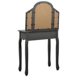 Masă toaletă cu taburet, gri, 65x36x128 cm, lemn paulownia, mdf, 6 image