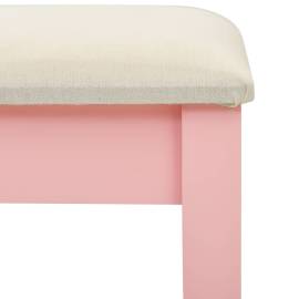 Masă toaletă cu taburet, roz, 65x36x128 cm, lemn paulownia, mdf, 10 image
