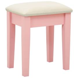 Masă toaletă cu taburet, roz, 65x36x128 cm, lemn paulownia, mdf, 9 image