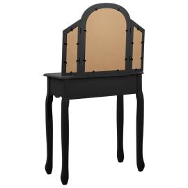 Masă toaletă cu taburet negru 65x36x128 cm lemn paulownia mdf, 6 image
