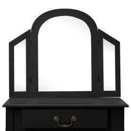 Masă toaletă cu taburet negru 65x36x128 cm lemn paulownia mdf, 7 image