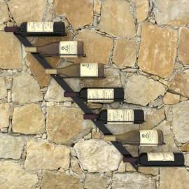 Suport sticle de vin de perete pentru 7 sticle, negru, metal, 2 image