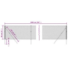 Gard de plasă de sârmă, argintiu, 0,8x10 m, 5 image