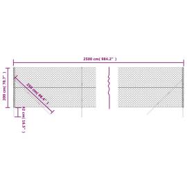 Gard plasă de sârmă, antracit, 2x25 m, 5 image
