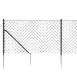 Gard plasă de sârmă cu țăruși de fixare, antracit, 0,8x10 m, 4 image