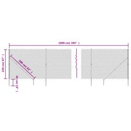 Gard plasă de sârmă cu țăruși de fixare, antracit, 2,2x10 m, 5 image