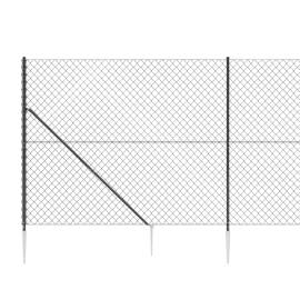 Gard plasă de sârmă cu țăruși de fixare, antracit, 2,2x10 m, 4 image