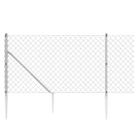 Gard plasă de sârmă cu țăruși de fixare, argintiu, 0,8x10 m, 4 image