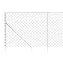 Gard plasă de sârmă cu țăruși de fixare, argintiu, 1,4x10 m, 4 image
