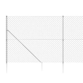 Gard plasă de sârmă cu țăruși de fixare, argintiu, 1,4x25 m, 4 image