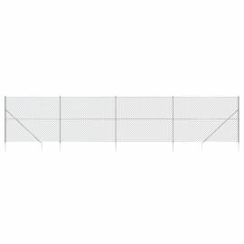 Gard plasă de sârmă cu țăruși de fixare, argintiu, 1,6x10 m, 2 image
