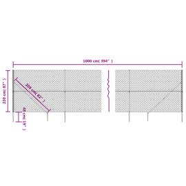 Gard plasă de sârmă cu țăruși de fixare, argintiu, 2,2x10 m, 5 image