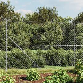 Gard plasă de sârmă cu țăruși de fixare, argintiu, 2,2x25 m