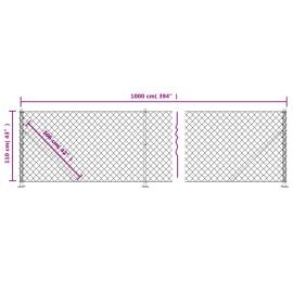 Gard plasă de sârmă cu bordură, antracit, 1,1x10 m, 6 image