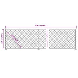 Gard plasă de sârmă cu bordură, antracit, 1,1x25 m, 6 image