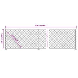 Gard plasă de sârmă cu bordură, antracit, 1x25 m, 6 image