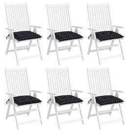 Perne scaun, 6 buc., negru, 40x40x7 cm, textil, model pătrățele, 3 image