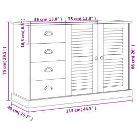 Servantă cu sertare vigo, 113x40x75 cm, alb, lemn masiv de pin, 9 image