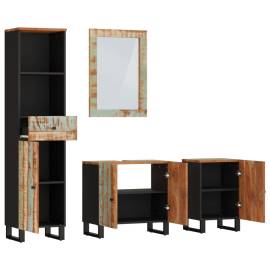 Set mobilier de baie, 4 piese, lemn masiv recuperat, 3 image