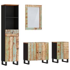 Set mobilier de baie, 4 piese, lemn masiv recuperat, 2 image