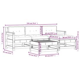 Set mobilier de grădină cu perne, 5 piese, alb, lemn masiv, 9 image