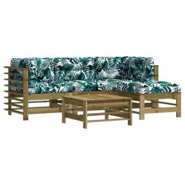 Set mobilier de grădină cu perne, 5 piese, lemn de pin tratat, 2 image