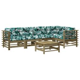 Set mobilier de grădină cu perne, 6 piese, lemn de pin tratat, 2 image
