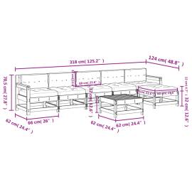 Set mobilier de grădină cu perne, 7 piese, alb, lemn masiv, 9 image